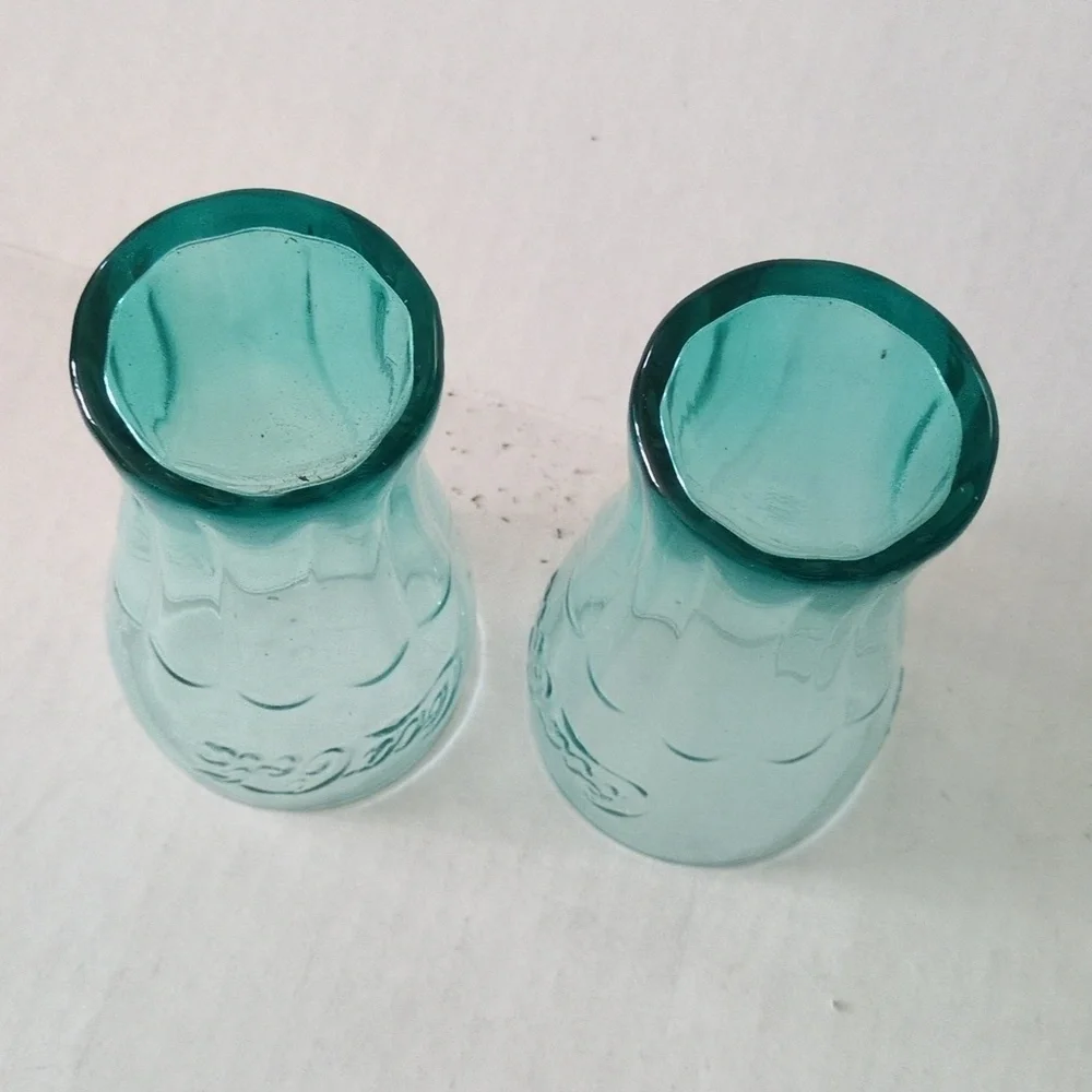 Vintage Blueish Green Coca Cola Glasses Set of 2
